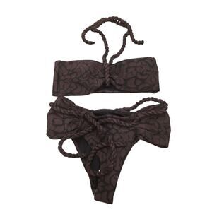 NWT Devon Windsor brown Fleur top Felicity Bottom safari print sz S